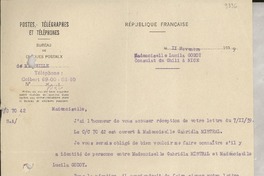 [Carta] 1939 nov 11, Marsella, [Francia] [a] Lucila Godoy, Niza