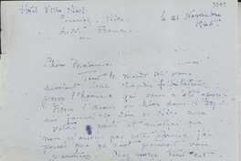 [Carta] 1945 nov. 21, Nice, [France] [a] [Gabriela Mistral]