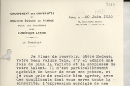 [Carta] 1939 juin 20, París [a] Gabriela Mistral, Niza