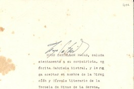 [Carta] 1945 dic., Sao Paulo, [Brasil] [a] Gabriela Mistral