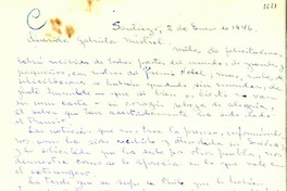 [Carta] 1946 ene. 2, Santiago, [Chile] [a] Gabriela Mistral