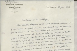 [Carta] 1943 juin 27, Porto Alegre, Brasil [a] Gabriela Mistral