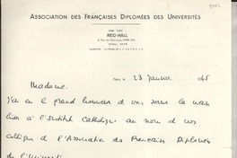 [Carta] 1945 janv 23, [Paris, Francia] [a] Gabriela Mistral