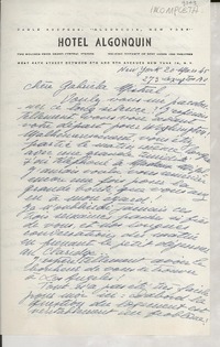 [Carta] 1945 mars 20, New York, [Estados Unidos] [a] Gabriela Mistral