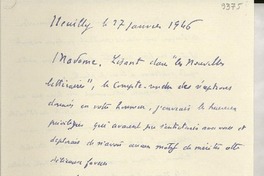 [Carta] 1946 janv. 17, Neuilly, [Francia] [a] [Gabriela Mistral]