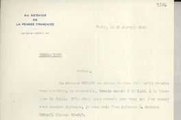 [Carta] 1946 janv. 18, Paris, [Francia] [a] Gabriela Mistral, [Francia]