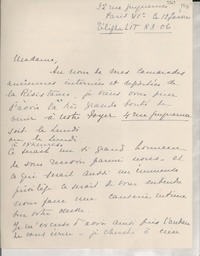 [Carta] 1946, Paris, [Francia] [a] Gabriela Mistral