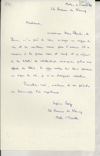 [Carta] 1946 avril 5, Metz, [Francia] [a] Gabriela Mistral