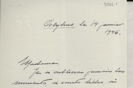 [Carta] 1946 janv. 14, Francia [a] Gabriela Mistral