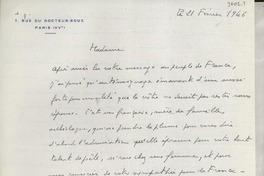 [Carta] 1946 févr. 21, Paris, [Francia] [a] [Gabriela Mistral]