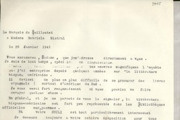[Carta] 1946 janv. 26, Fribourg, [Suisse] [a] Gabriela Mistral