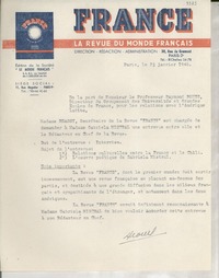 [Carta] 1946 janv. 23, Paris, [Francia] [a] Gabriela Mistral