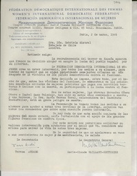 [Carta] 1946 mar. 3, Paris, [Francia] [a] Gabriela Mistral, Londres, [Inglaterra]