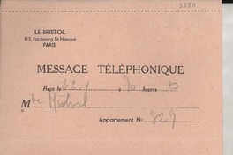 [Mensaje] 1946 janv. 22, Paris, [Francia] [a] Gabriela Mistral