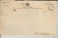 [Telegrama] 1946 mars 21, Paris, [Francia] [a] Gabriela Mistral, Londres, [Inglaterra]