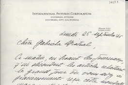 [Carta] 1946 sept. 26, Los Angeles, [Estados Unidos] [a] Gabriela Mistral