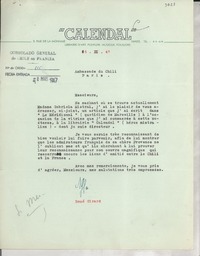 [Carta] 1947 mars 5, Paris, [Francia] [a] Embajada de Chile, Francia