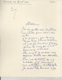 [Carta] 1947 août 27, Lezoux, Francia [a] Gabriela Mistral
