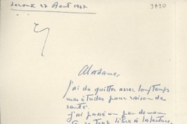 [Carta] 1947 août 27, Lezoux, Francia [a] Gabriela Mistral