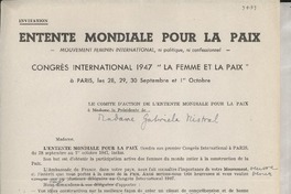 [Carta] 1947, Paris, [Francia] [a] Gabriela Mistral