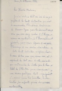 [Carta] 1951 févr. 12, Nice, [Francia] [a] [Gabriela Mistral]