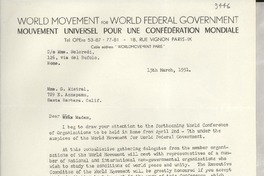 [Carta] 1951 Mar. 15, Paris, [Francia] [a] G. Mistral, Santa Barbara, Calif., [Estados Unidos]