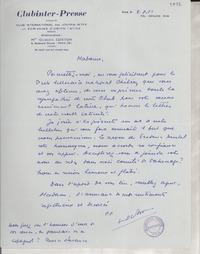 [Carta] 1951 août 6, Paris, [Francia] [a] [Gabriela Mistral]