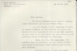 [Carta] 1952 oct. 21, Paris, [Francia] [a] [Gabriela Mistral]
