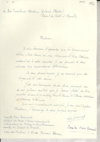 [Carta] 1951, Francia [a] Gabriela Mistral, Rapallo