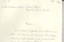 [Carta] 1951, Francia [a] Gabriela Mistral, Rapallo