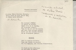 [Carta] [1955?], [Francia?] [a] Gabriela Mistral