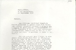 [Carta] 1954 sept. 20, Paris, [Francia] [a] [Gabriela Mistral]