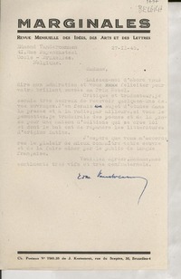 [Carta] 1945 févr. 27, Bruxelles, Bélgique [a] [Gabriela Mistral]