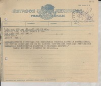 [Telegrama] 1949 mayo 9, México, D.F., México [a] Gabriela Mistral, Jalapa, Veracruz, [México]