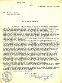 [Carta] 1946 abr. 1, La Serena, [Chile] [a] Gabriela Mistral