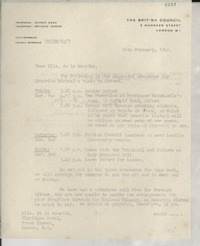 [Carta] 1946 Feb. 26, London, [England] [a la] Mlle. de la Meurthe, Claridges Hotel, London, [England]