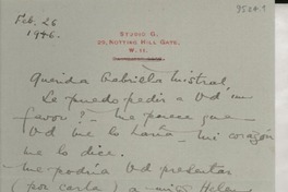 [Carta] 1946 feb. 26, Londres, [Inglaterra] [a] Gabriela Mistral