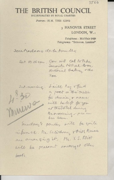 [Carta] 1946, London [a] Sra De la Meurthe