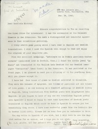 [Carta] 1946 Jan. 14, Lomita Park, California, [EE.UU.] [a] Gabriela Mistral