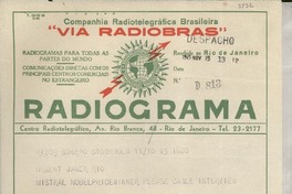 [Telegrama] 1945 Nov. 15, Stockholm [a] Gabriela Mistral, Río de Janeiro