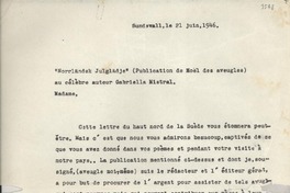 [Carta] 1946 juin 21, Sundsvall, Sverige, Suède [a] Gabriella [i.e. Gabriela] Mistral