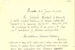 [Carta] 1946 jun. 5, Limache, [Chile] [a] Gabriela Mistral