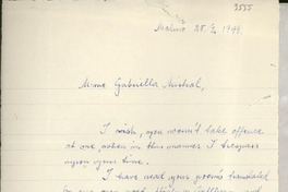 [Carta] 1949 Feb. 25, Malmõ, Sweden [a] Gabriela Mistral