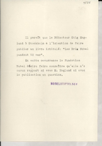 [Carta] 1951, Suecia [a] Gabriela Mistral