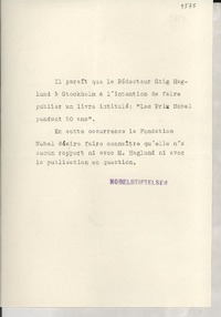 [Carta] 1951, Suecia [a] Gabriela Mistral