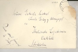 [Carta] 1954 abr. 7, Estocolmo, [Suecia] [a] Gabriela Mistral, Italia
