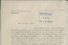 [Carta] 1954 oct. 17, Estocolmo, [Suecia] [a] Gabriela Mistral