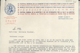 [Carta] [1948], [Bucarest], [Rumania] [a] Gabiela [i.e. Gabriela] Mistral