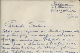 [Carta] 1946 sept. 12, Nichteroy, [Brasil] [a] Gabriela Mistral