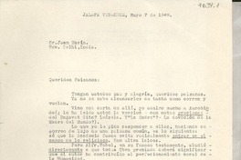 [Carta] 1949 mayo 7, Jalapa, Veracruz, [México] [a] Juan Marín, New Delhi, India